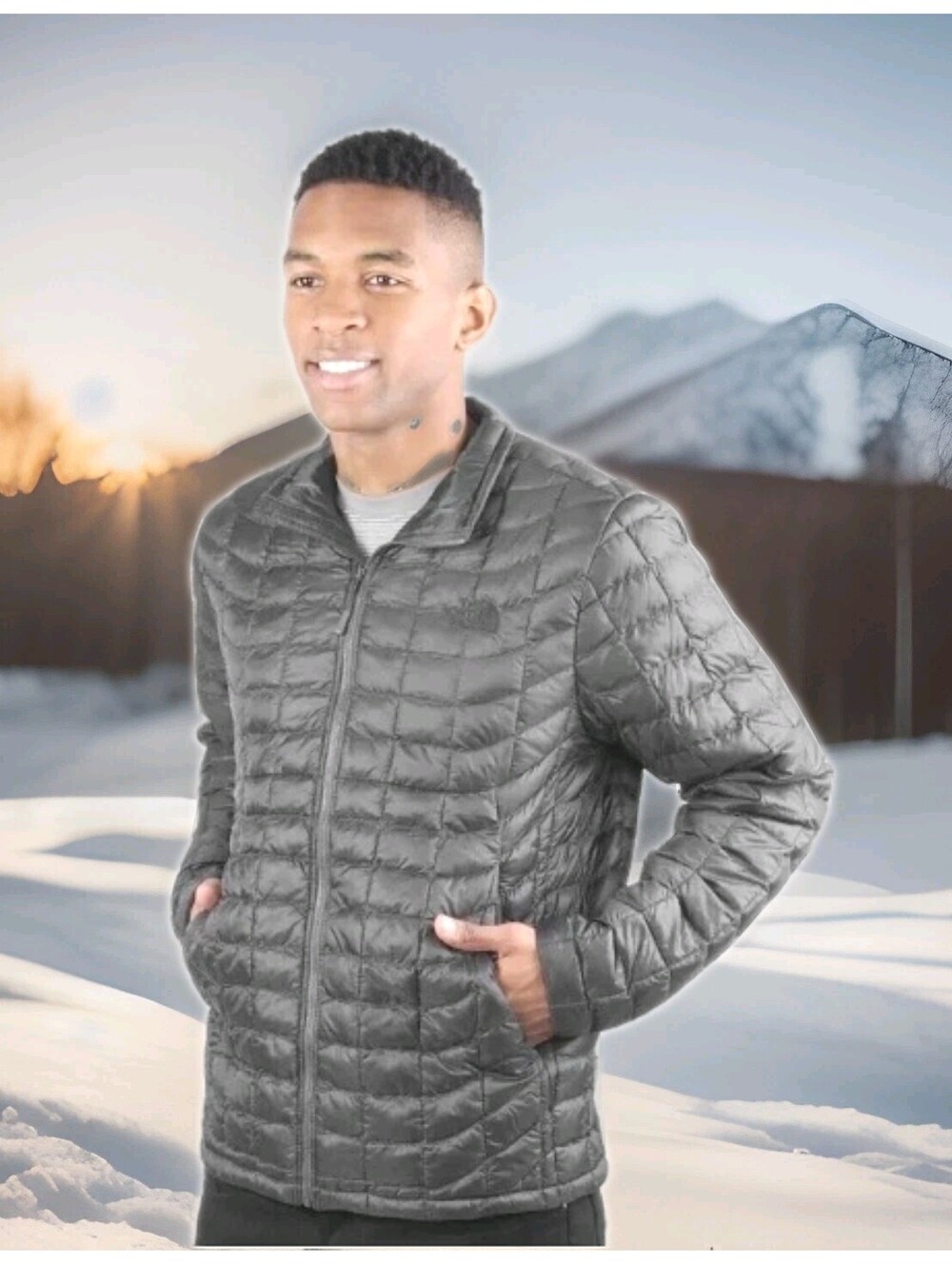 THE NORTH FACE Thermoball Insulated Puffer Jacket Winter Coat TNF Grey Mens XL